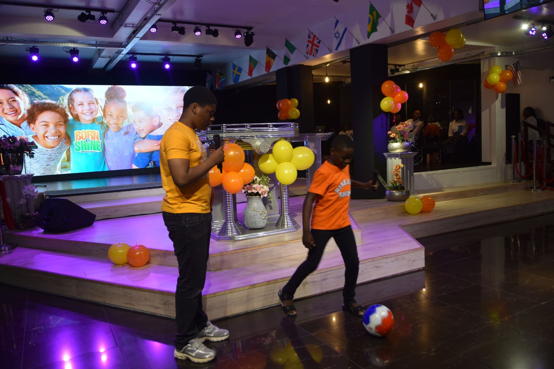 The decorated stage during the children’s programme