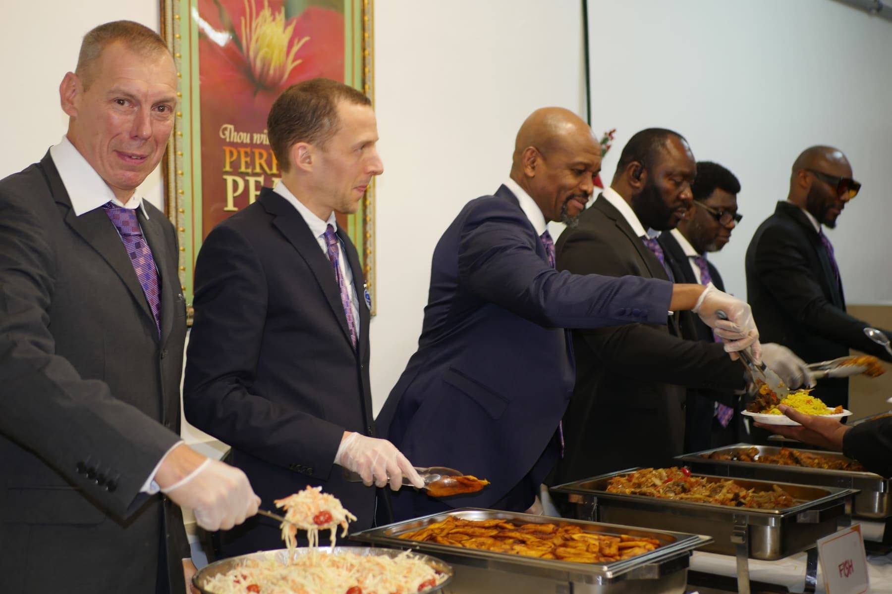 The serving line at the Men’s Day meal